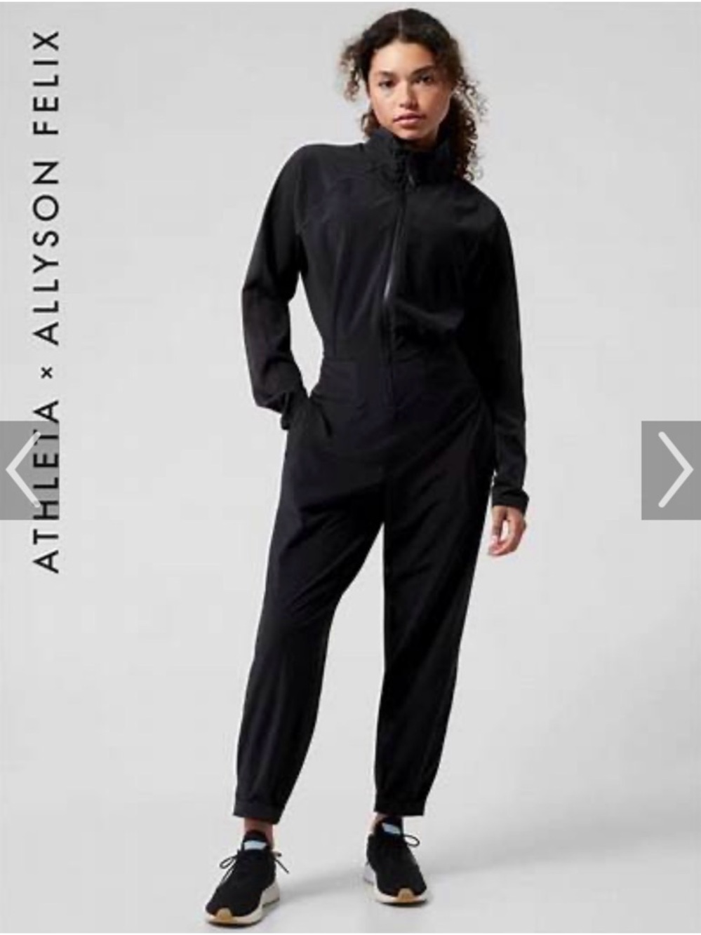Athleta Black Zip-Front Performance Jumpsuit